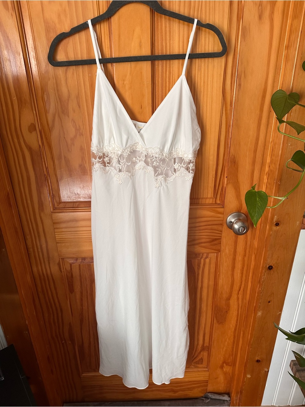 Vintage Denette White Lace-Trim Slip Dress